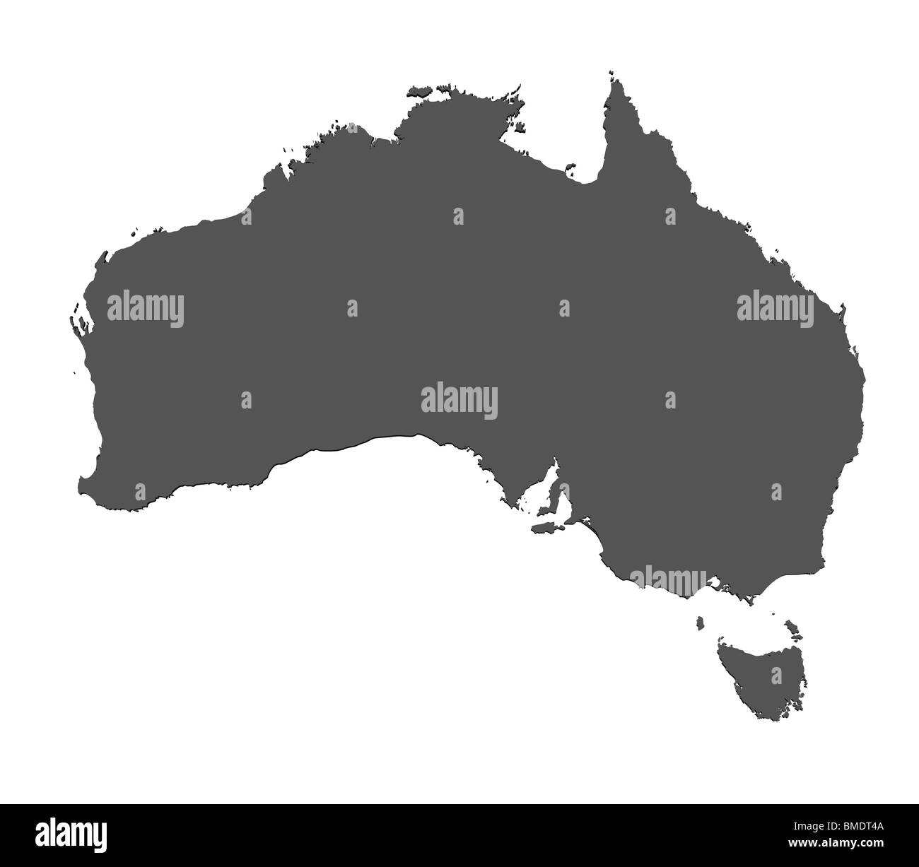 Carte vierge en rendu 3D de l'Australie sans ombre Banque D'Images