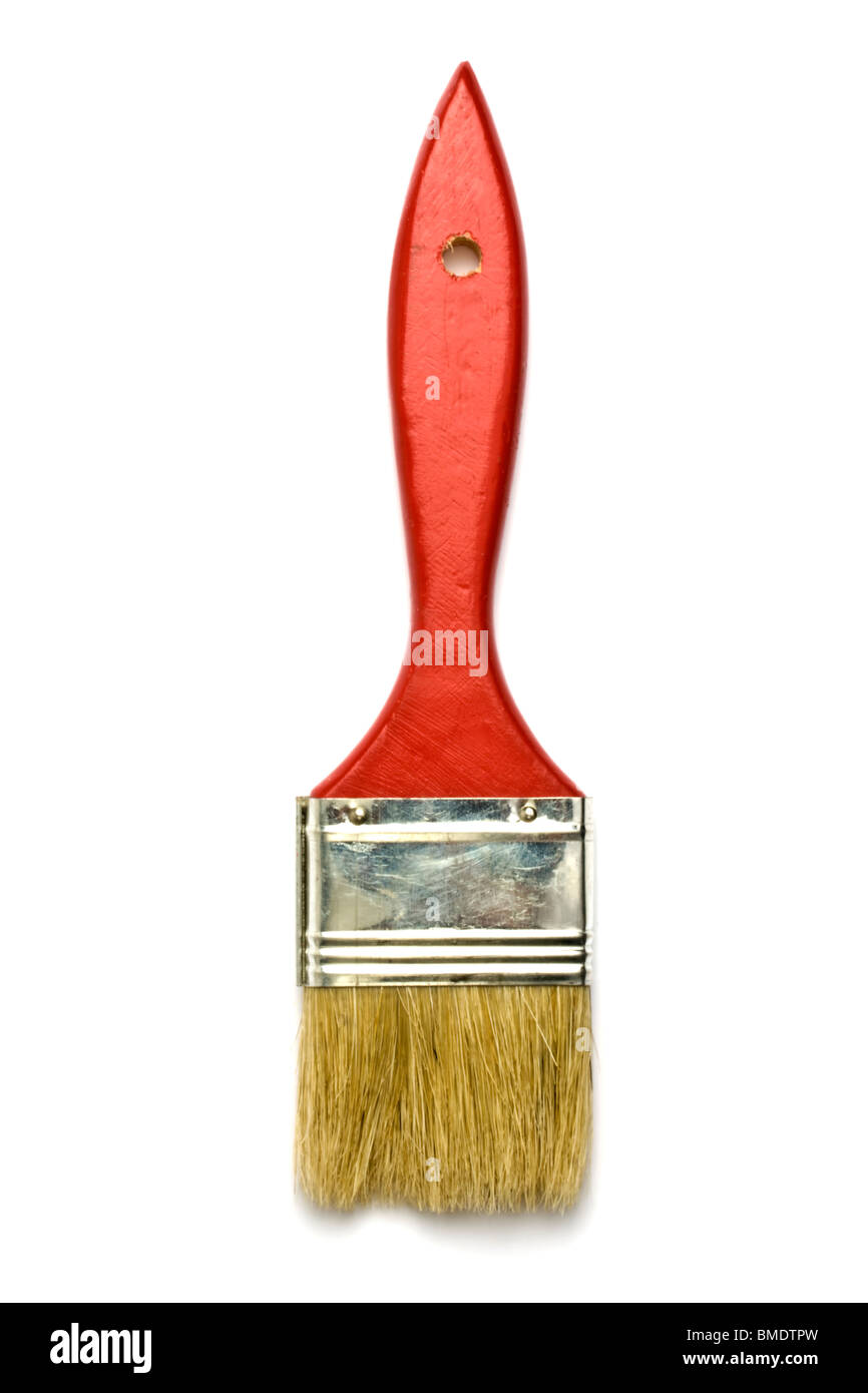 Pinceau rouge isolé sur fond blanc Banque D'Images