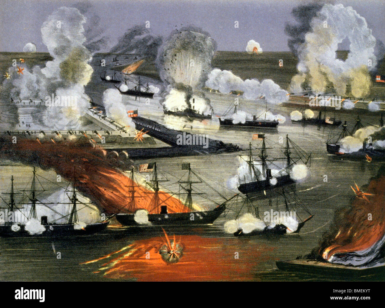 La bataille de la Nouvelle Orléans pendant la guerre civile USA 25 avril - 1 mai 1862 Banque D'Images
