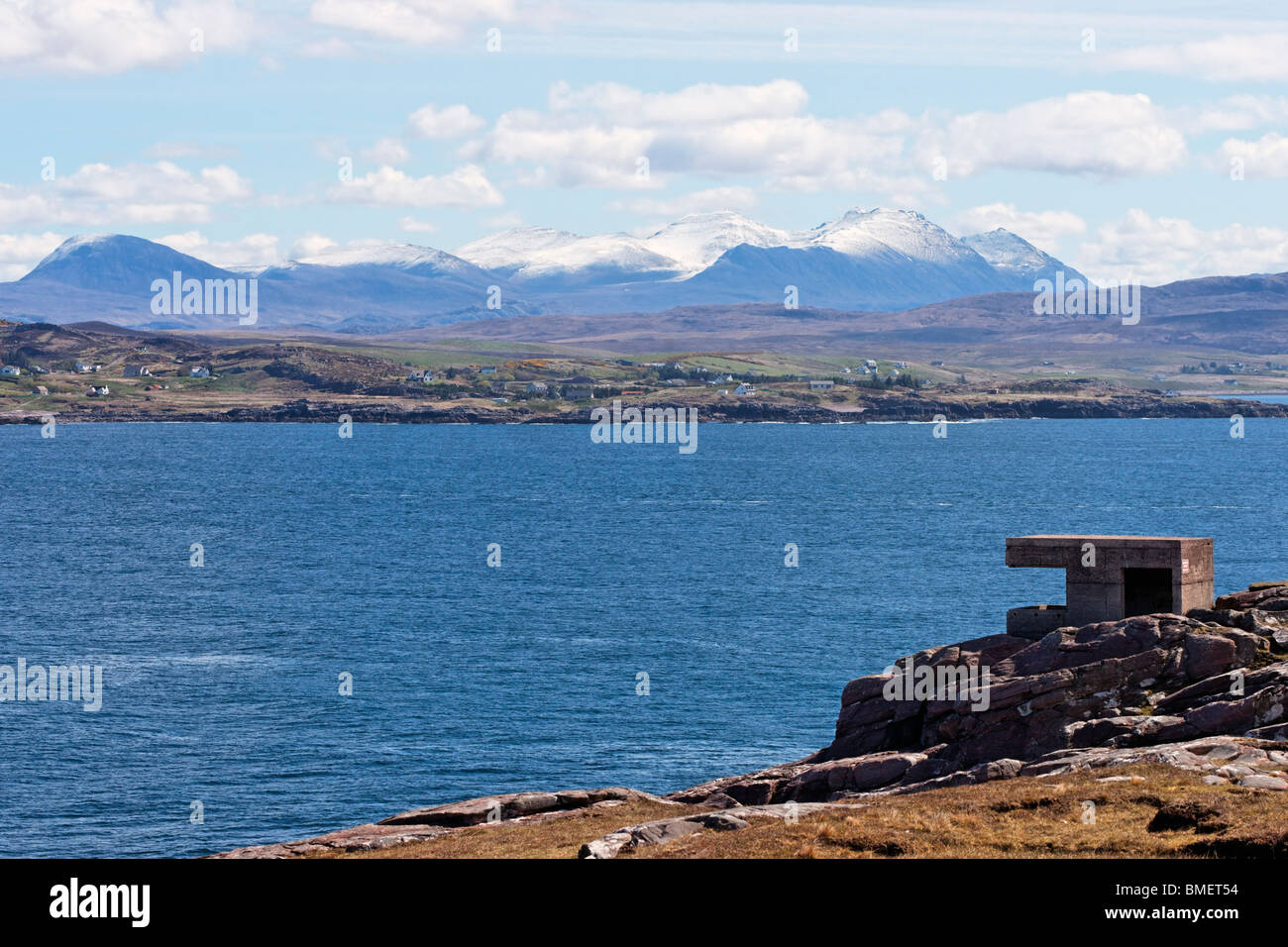 La batterie côtière Cove à Rubha nan Sasan, partie de la Défense Loch Ewe, Loch Ewe, Wester Ross, Highland, Scotland, UK. Banque D'Images