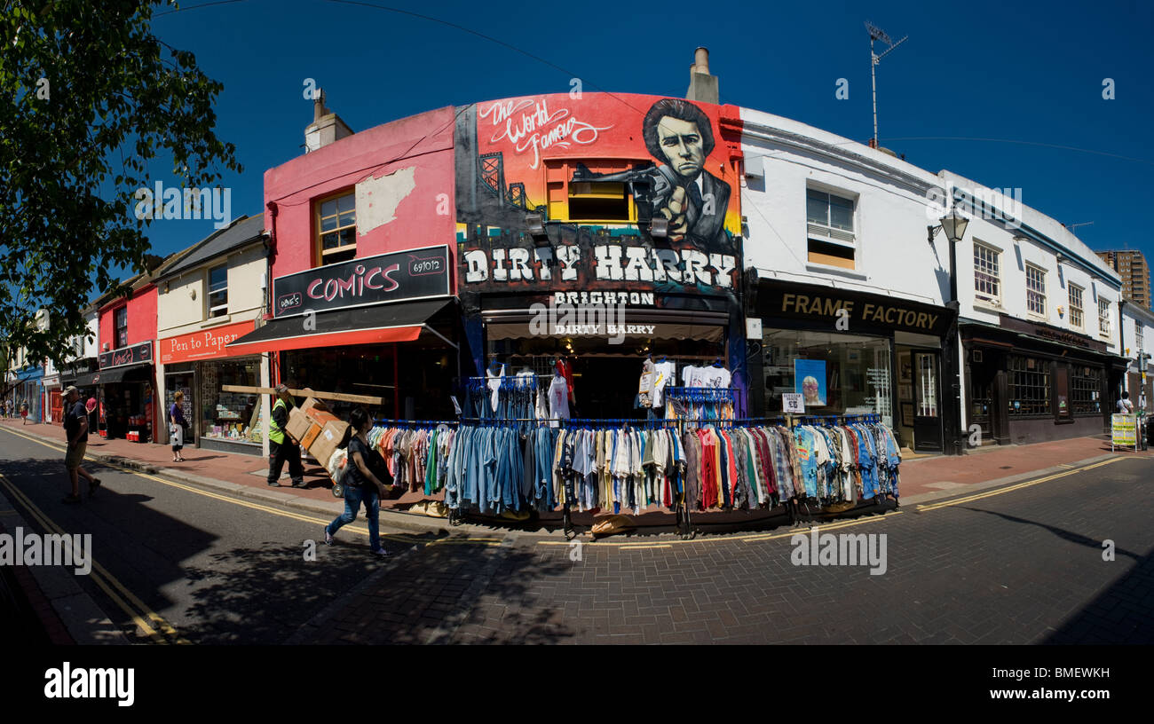 Vue panoramique sur Sydney Street, North Laine, Brighton Banque D'Images