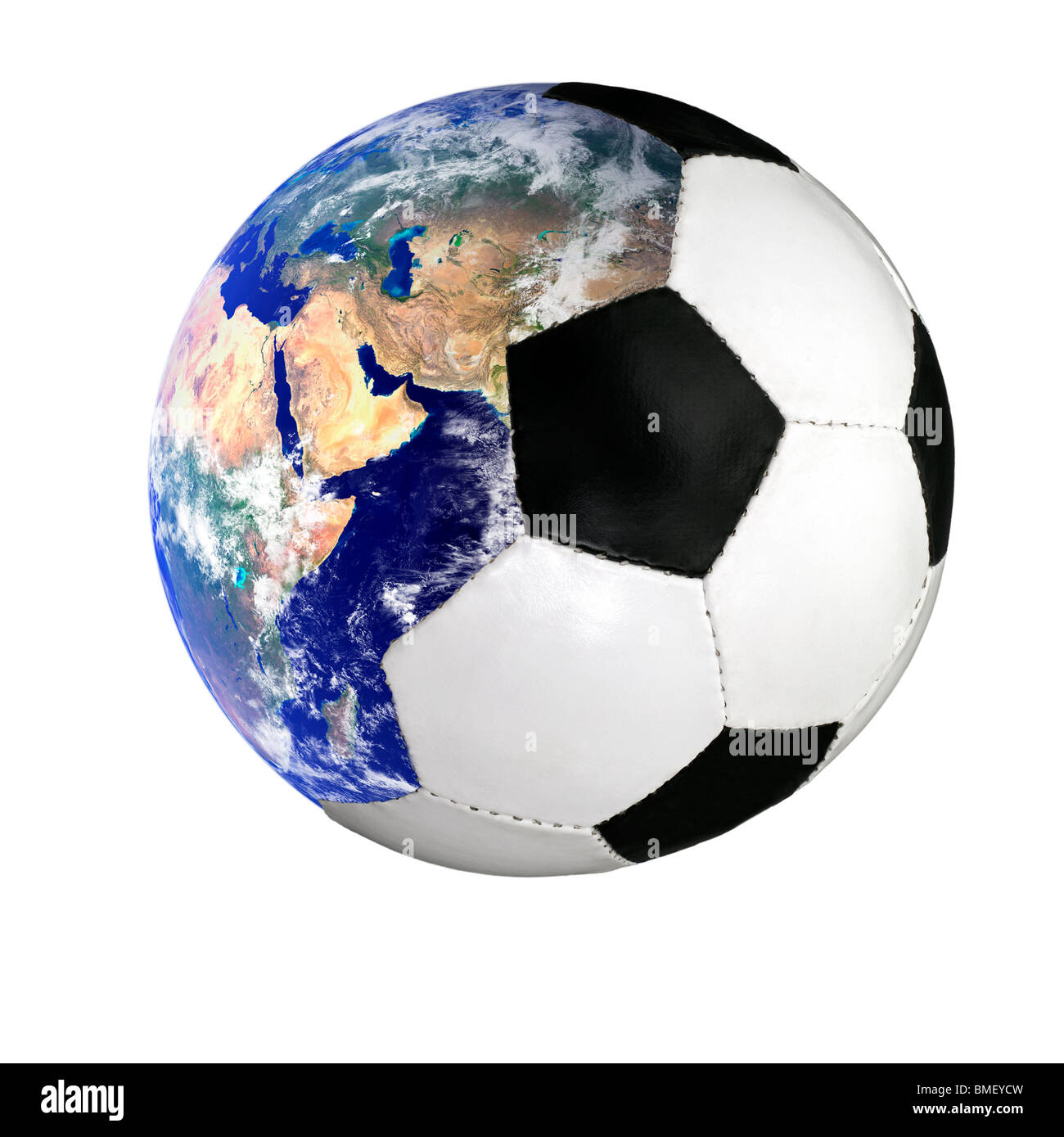 Ballon de football et de la terre Banque D'Images