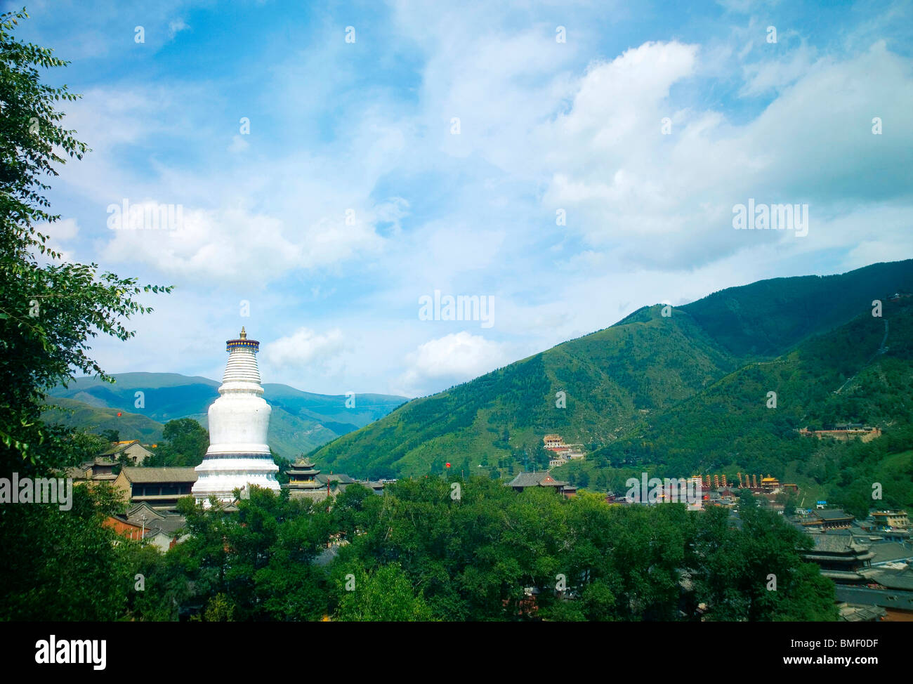 Magnifique vue sur le Mont Wutai, Dagoba Sarira, Xinzhou City, province de Shanxi, Chine Banque D'Images