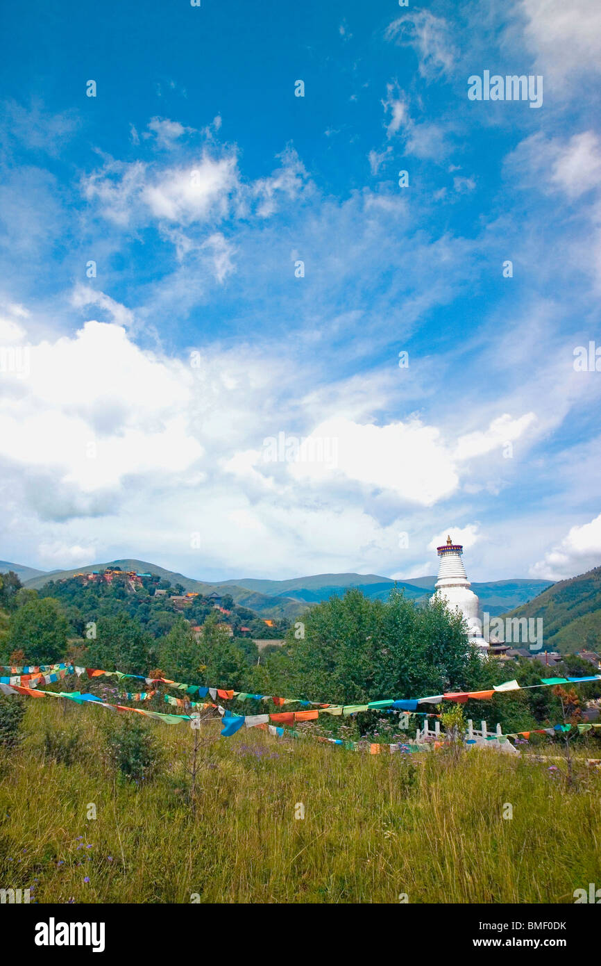 Magnifique vue sur le Mont Wutai, Dagoba Sarira, Xinzhou City, province de Shanxi, Chine Banque D'Images