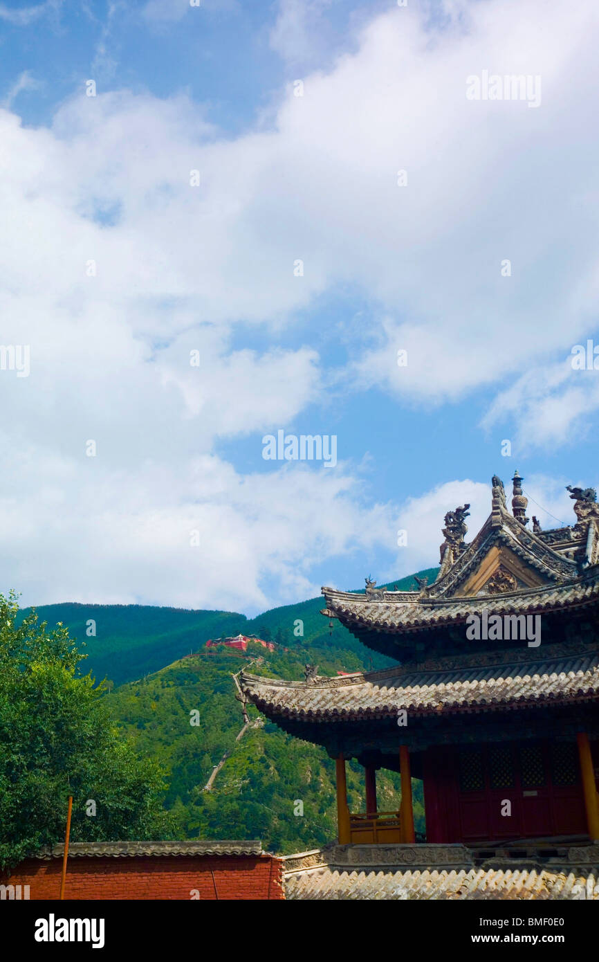 Magnifique vue sur le Mont Wutai, Temple Xiantong, Xinzhou City, province de Shanxi, Chine Banque D'Images