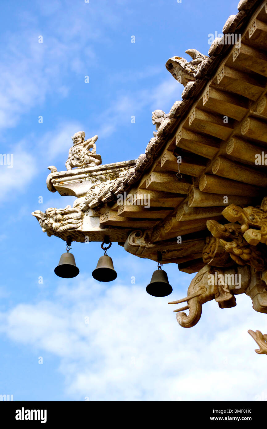 Toit sculpté exquis statue, Temple Longquan, Mont Wutai, Xinzhou City, province de Shanxi, Chine Banque D'Images