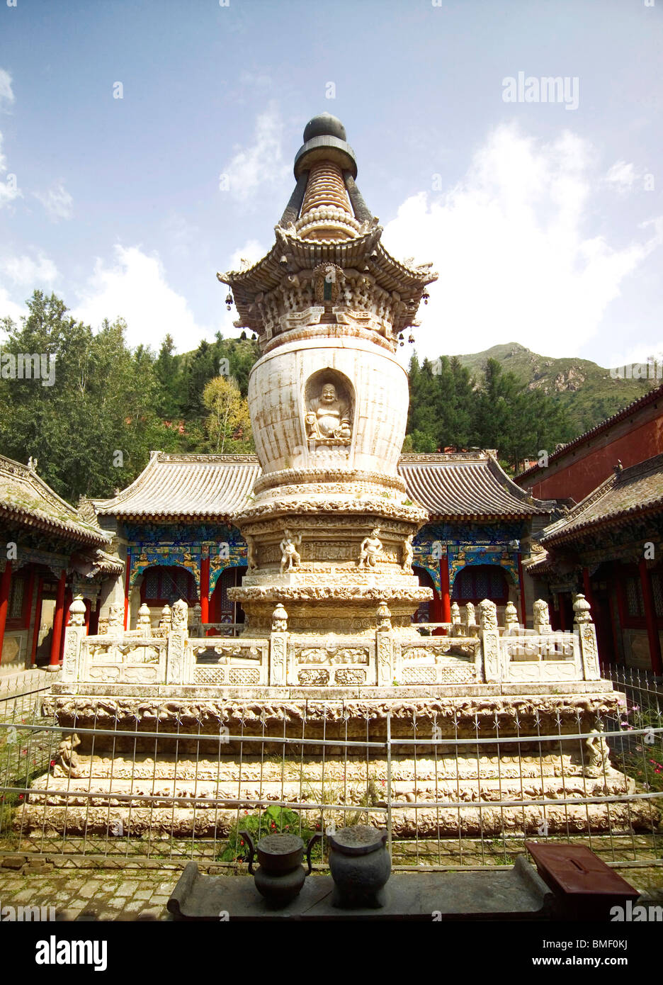 Dagoba, moine Puji Temple Longquan, Mont Wutai, Xinzhou City, province de Shanxi, Chine Banque D'Images