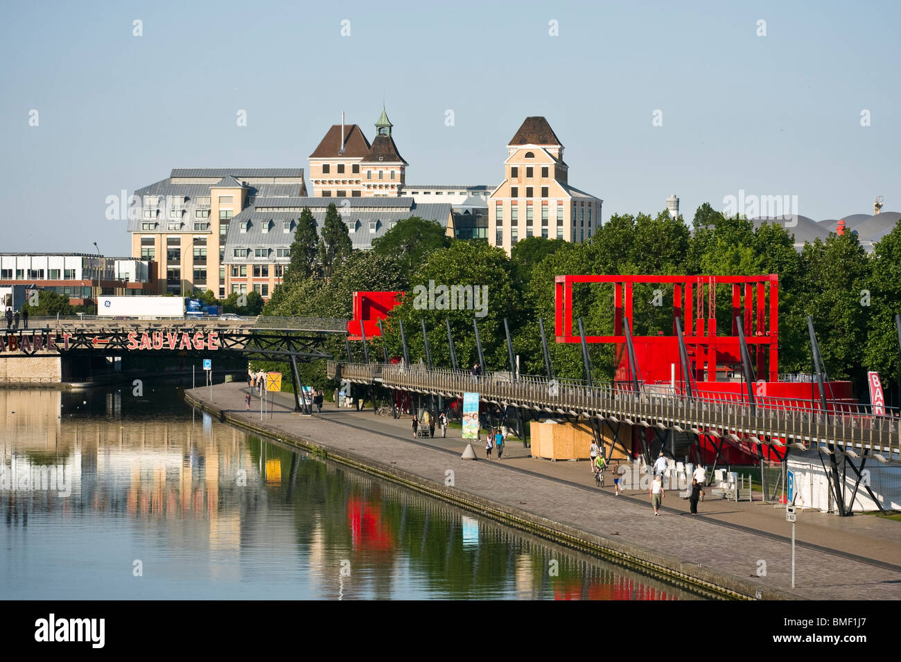 Canal de l'Ourcq et du Parc de la Villette, Paris, France Banque D'Images