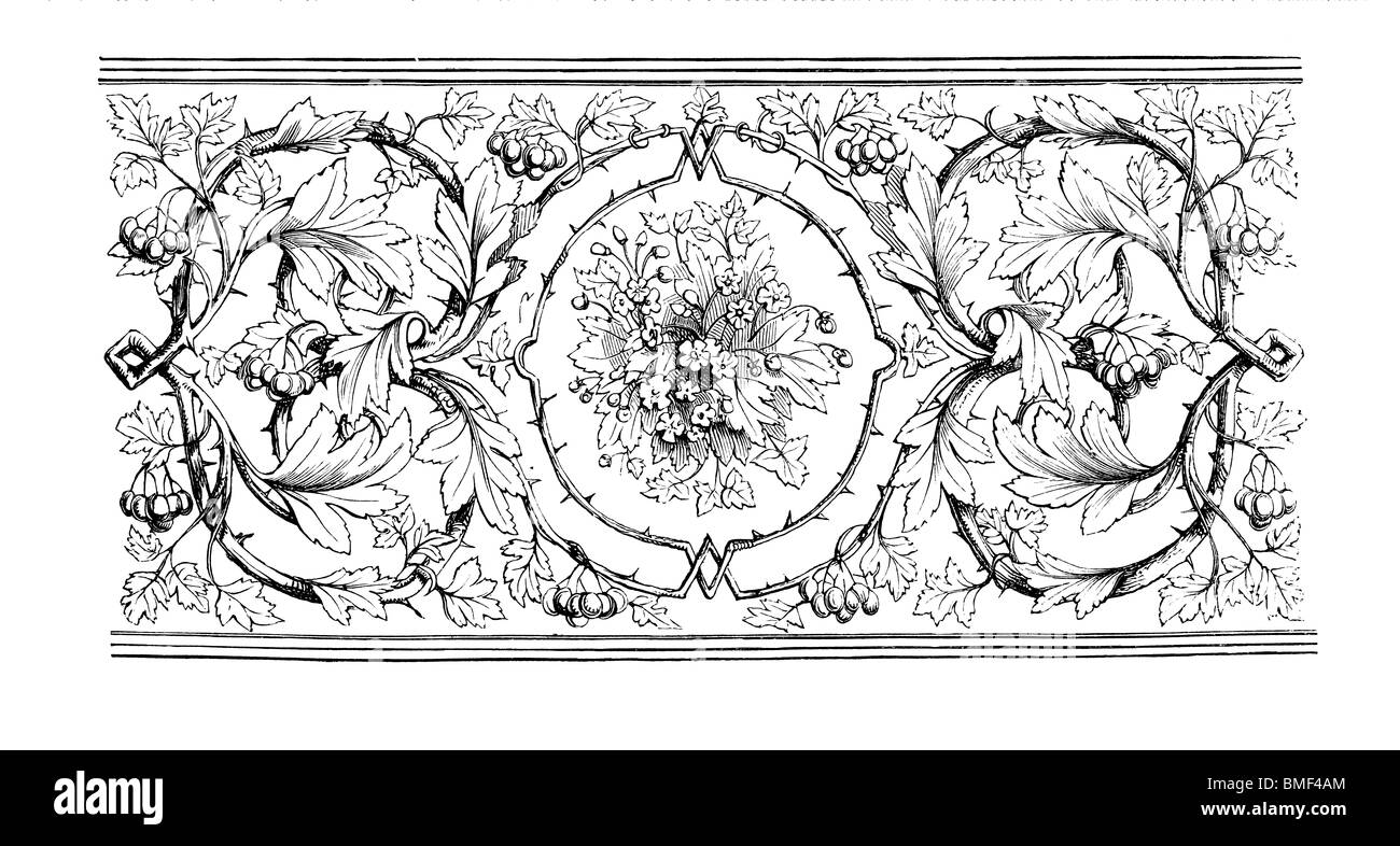 Gravure noir et blanc coupé isolé sur blanc. Illustration d'un élément d'art expose à la grande exposition de Londres 1851. Banque D'Images