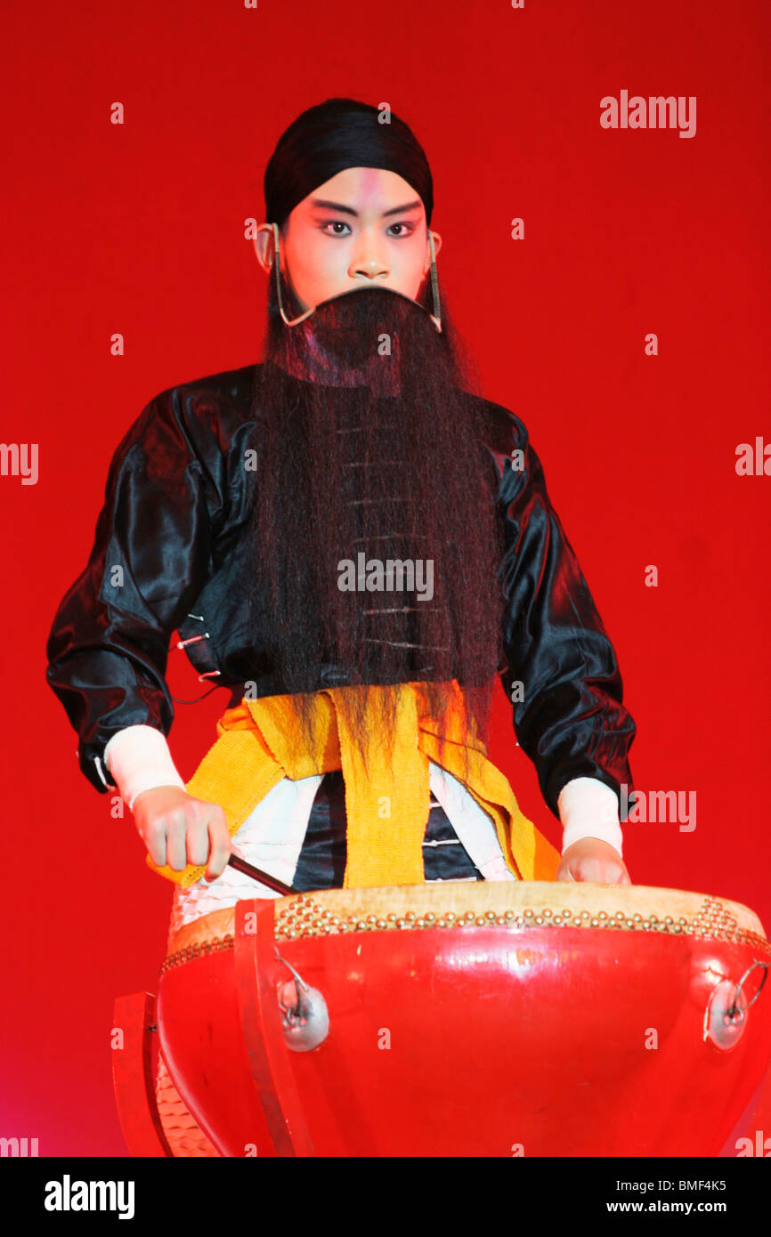 Performance l'opéra de Pékin, Hu Guang opéra chinois Tea House, Beijing, Chine Banque D'Images