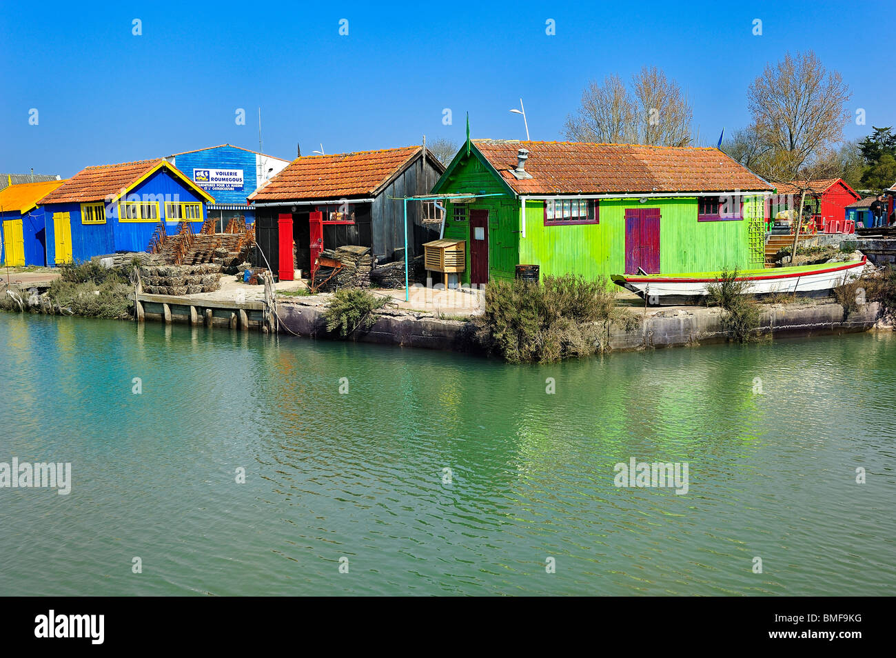 Parc à Huîtres, l'île d'Oléron, France. Banque D'Images