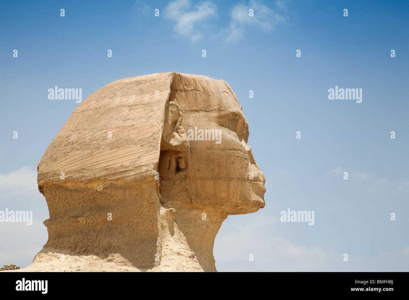 Le Sphinx, profil du côté droit, Giza, Le Caire, Egypte Banque D'Images
