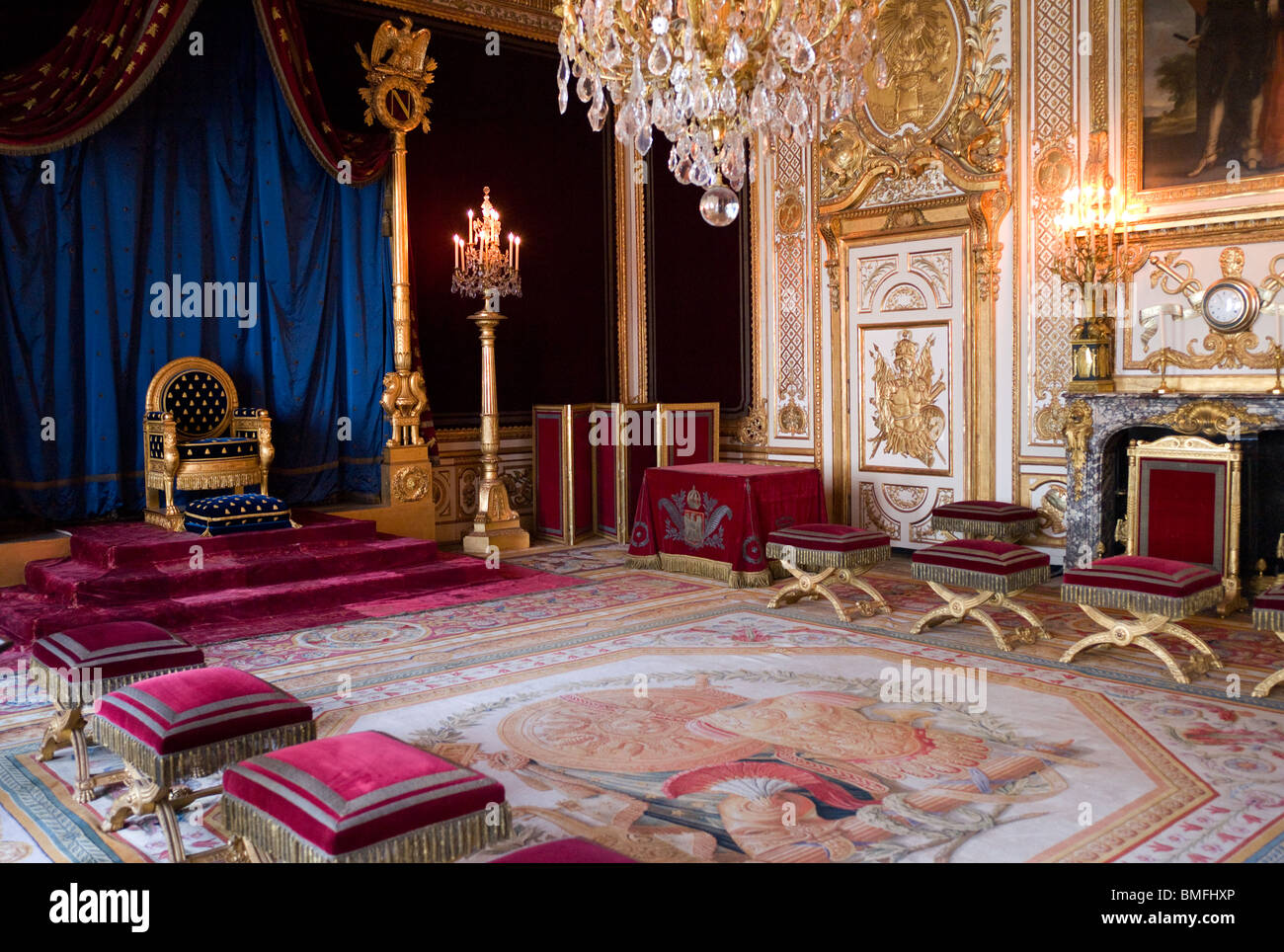 Salle du trône, Napoléon Ier (1769-1821), château de FONTAINEBLEAU (16C), FRANCE Banque D'Images
