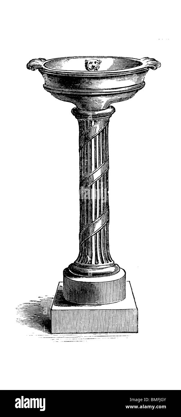 Gravure noir et blanc coupé isolé sur blanc. Illustration d'un élément d'art expose à la grande exposition de Londres 1851. Banque D'Images