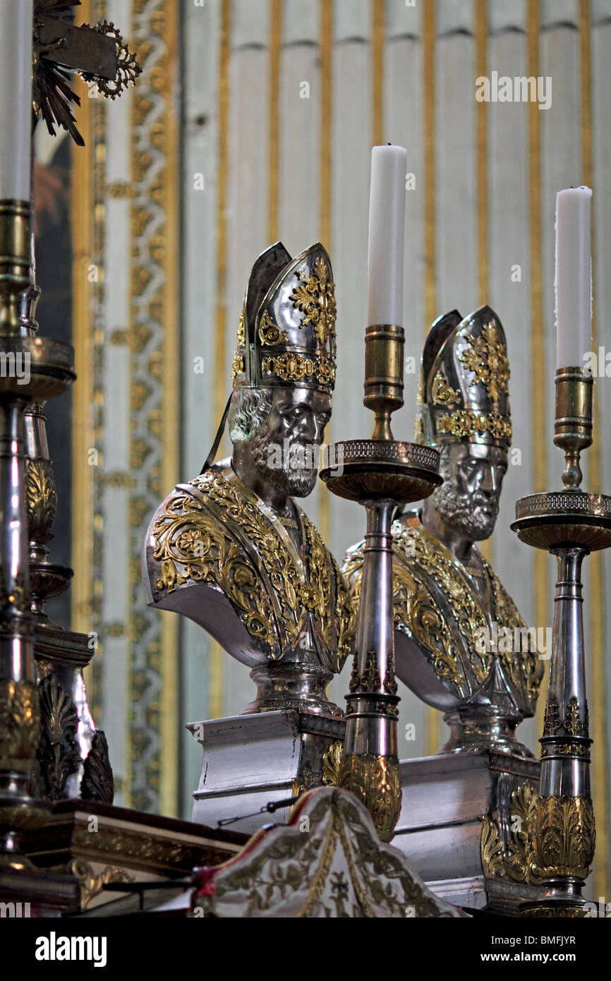 Maître-Autel, l'intérieur du Duomo ou cathédrale de Bergame. Cappella Colleoni construite par G un Amadeo, Bergame, Lombardie, Vénétie, Italie. Banque D'Images