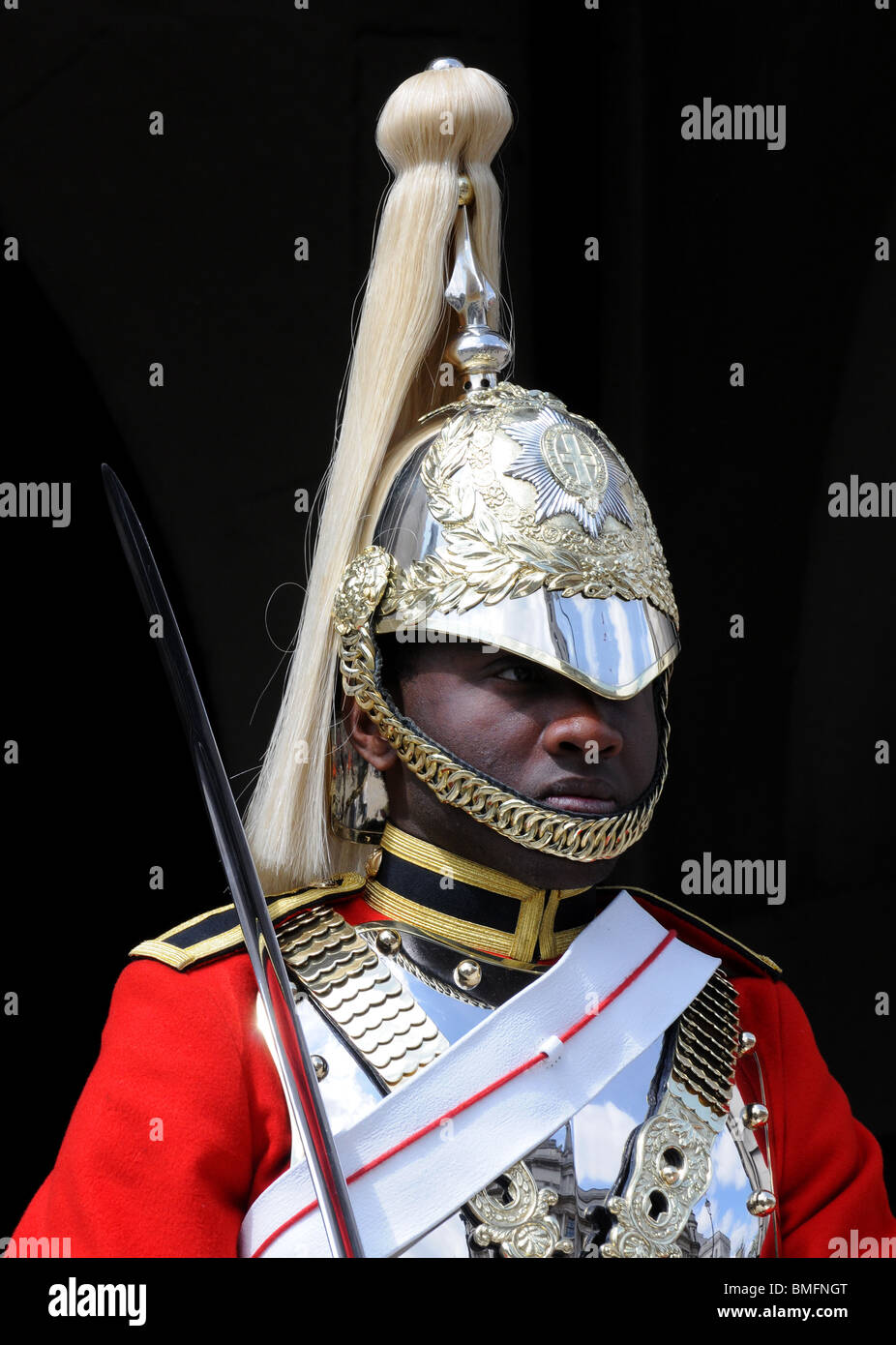 Soldat à Horse Guards Parade à Londres, Grande-Bretagne UK Banque D'Images