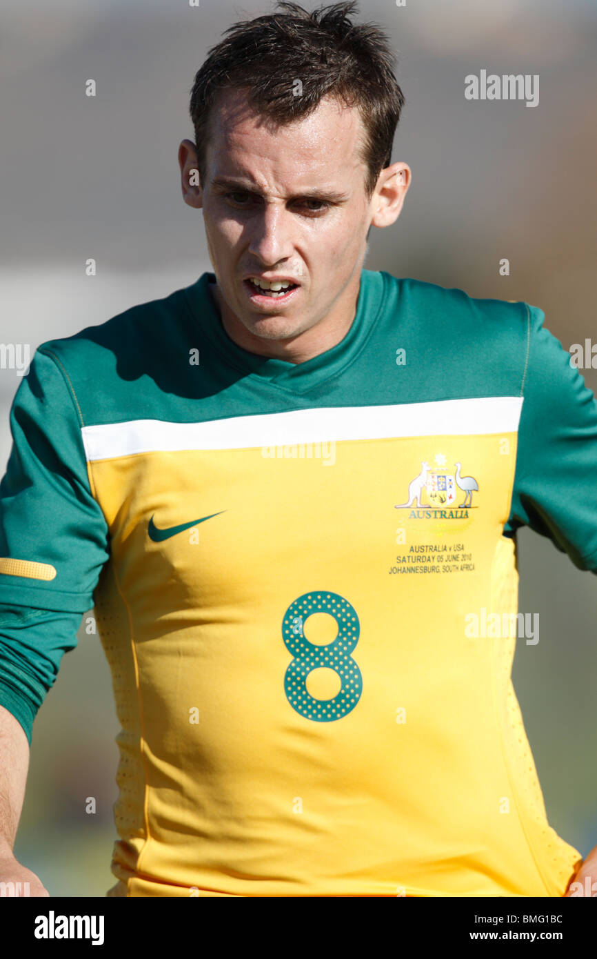 Luke Wilkshire de l'Australie en action lors d'un match amical contre le football international USA avant la Coupe du Monde 2010. Banque D'Images