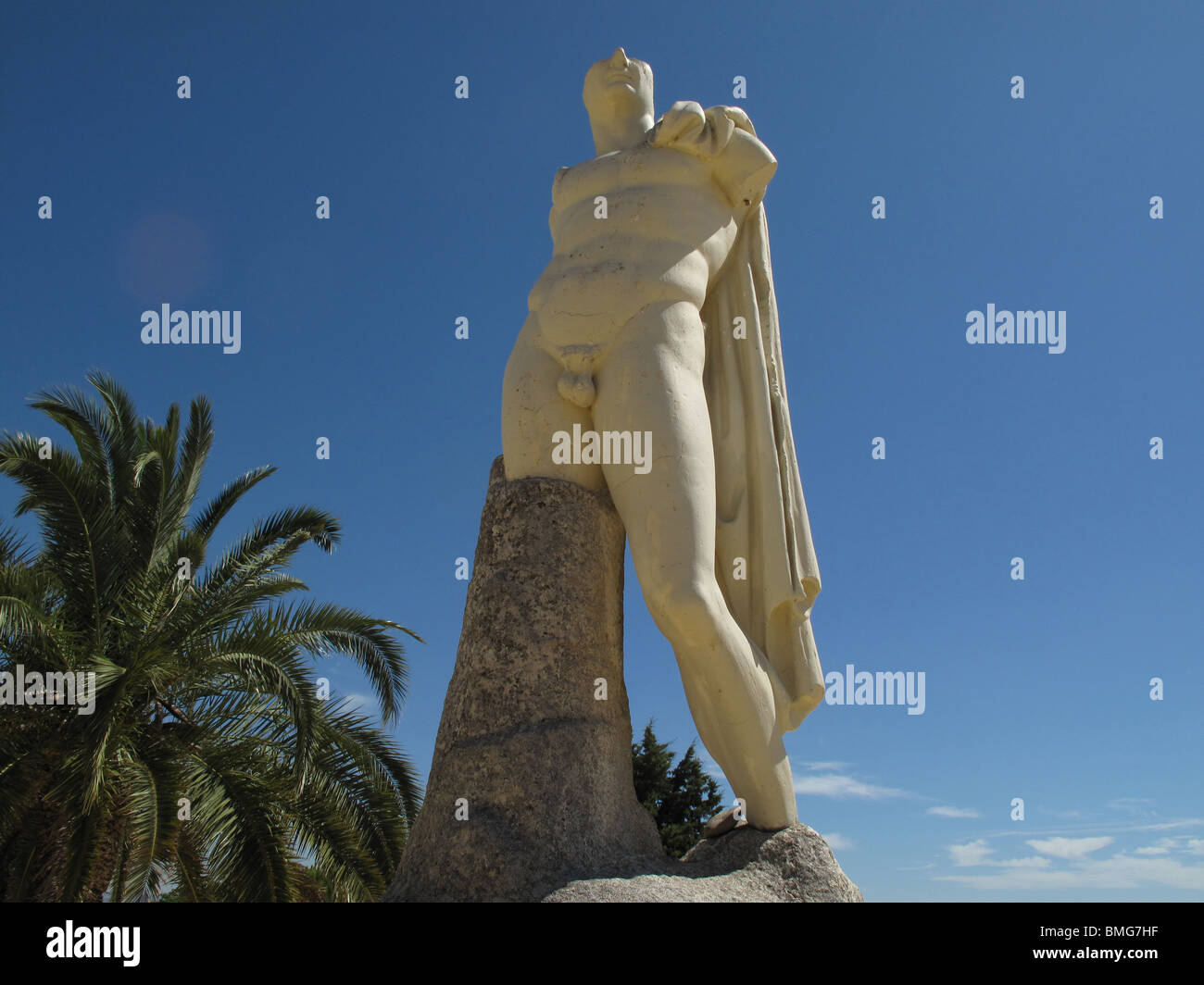 Statue de l'empereur romain Trajan à Italica. Province de Séville. L'Andalousie. L'Espagne. Banque D'Images