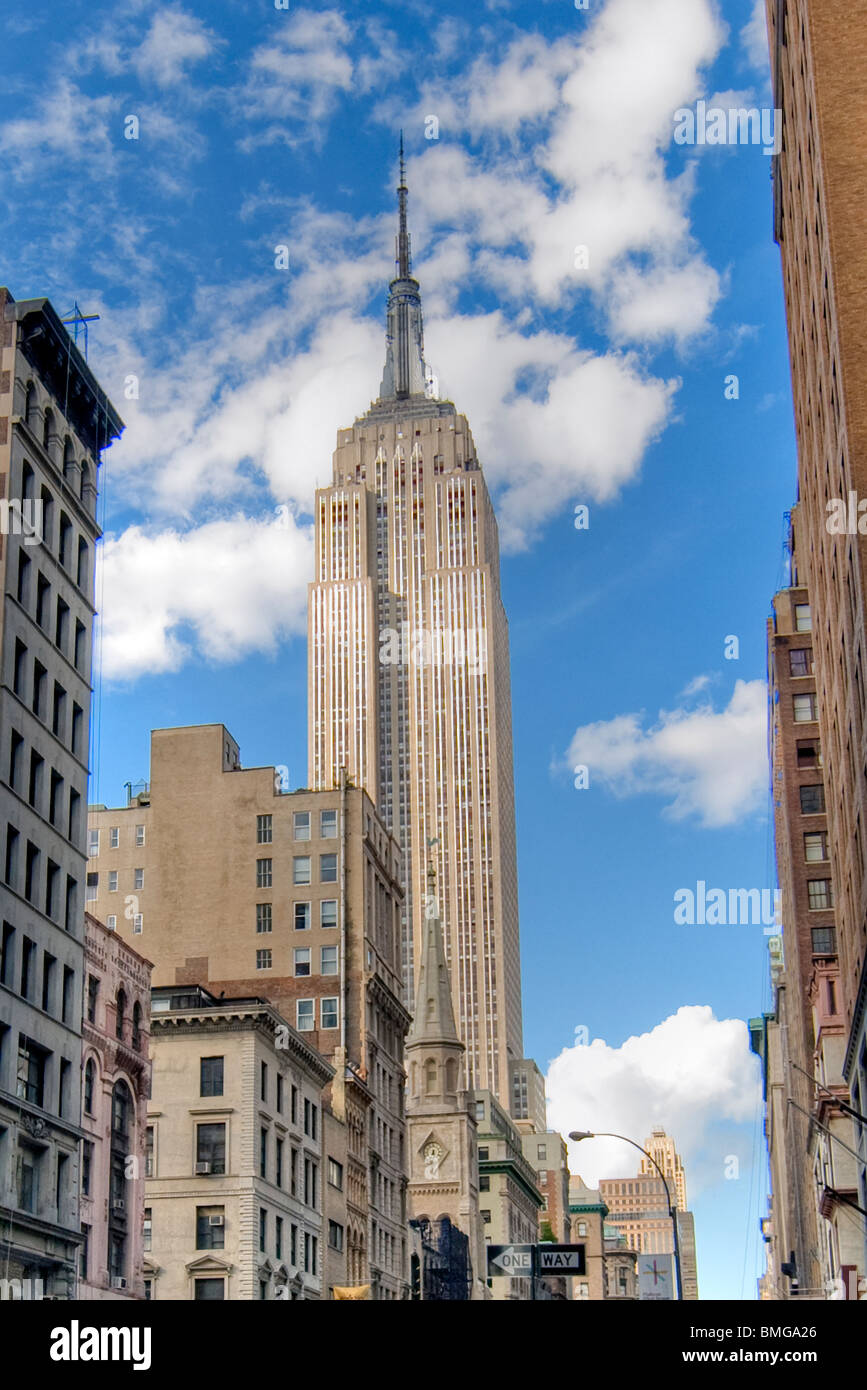 Détail de l'Empire State Building, New York en août Banque D'Images