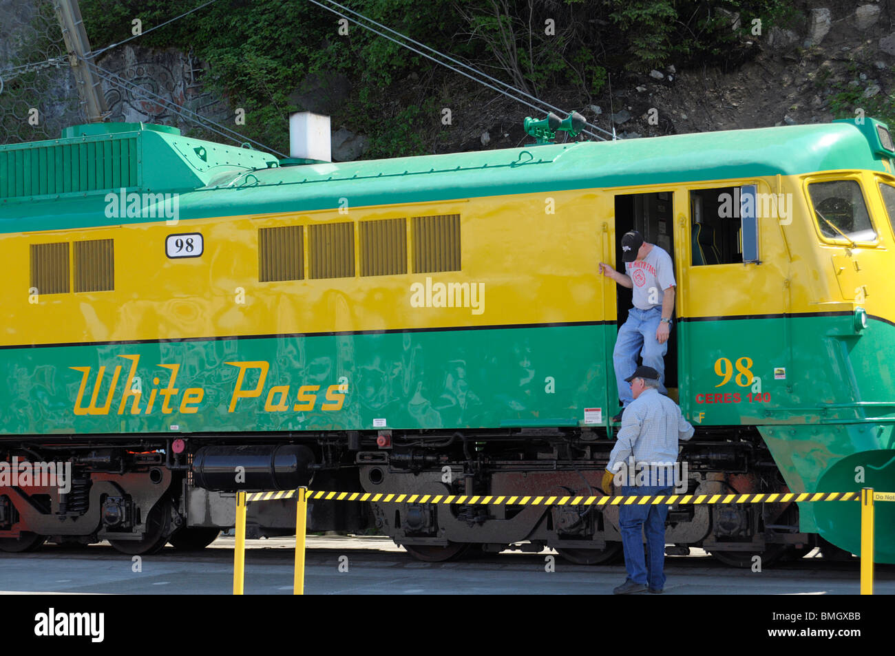 La White Pass, Skagway, en Alaska. Banque D'Images