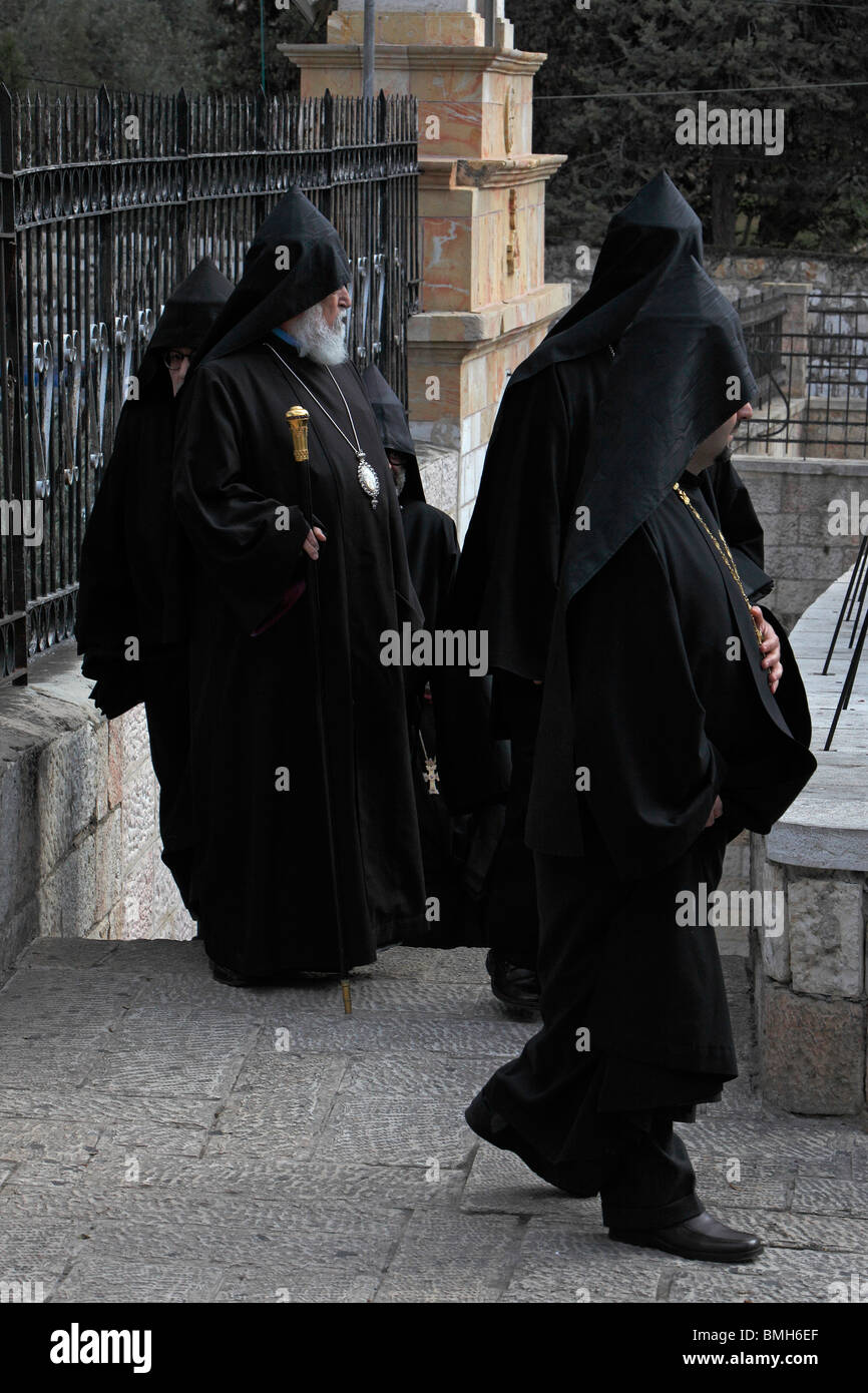 Israël, Jérusalem, Mary's Tomb,église arménienne,prêtres Arméniens Banque D'Images