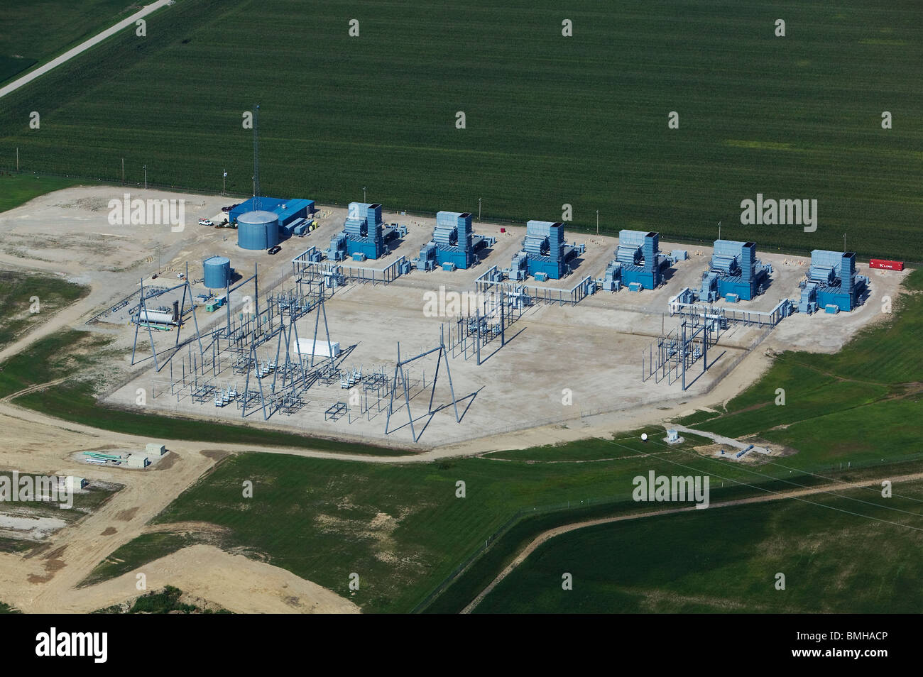 Vue aérienne au-dessus de fourneaux produisant de l'électricité centre de l'Ohio comté de Fayette Banque D'Images