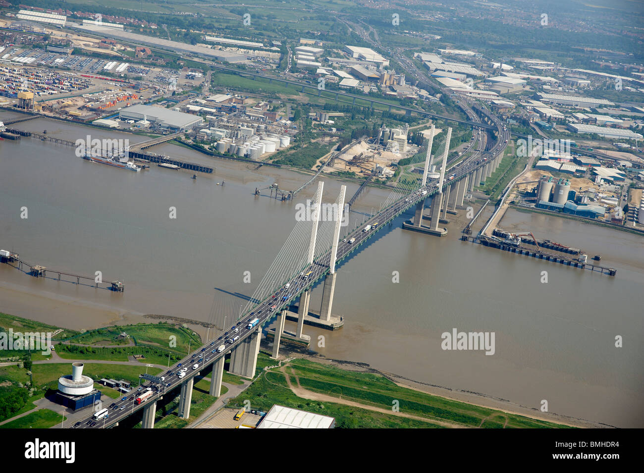 Dartford Crossing, Queen Elizabeth Pont sur la Thames, Angleterre du Sud-Est Banque D'Images