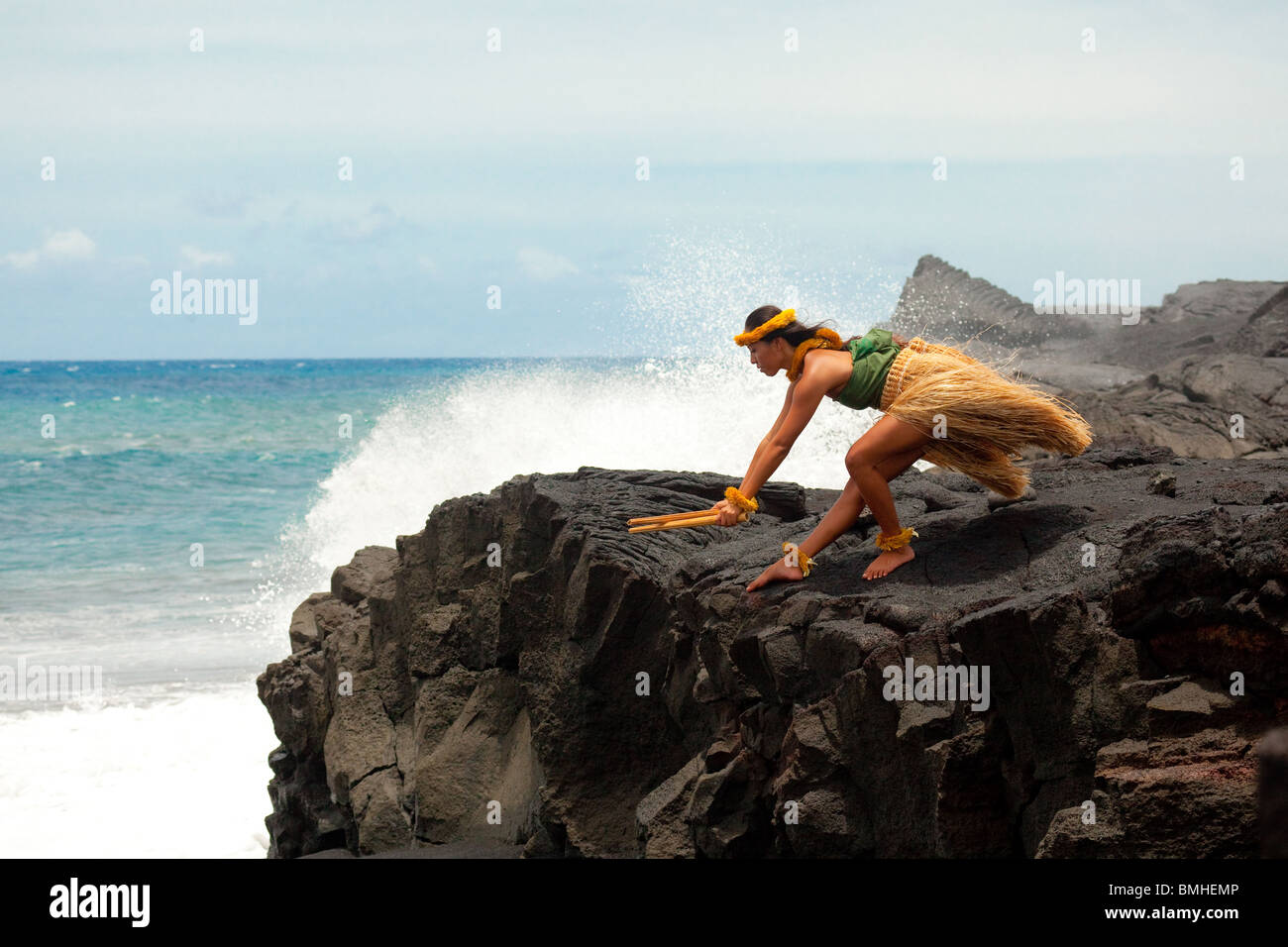 Danseuse de hula hawaïenne femelle Banque D'Images