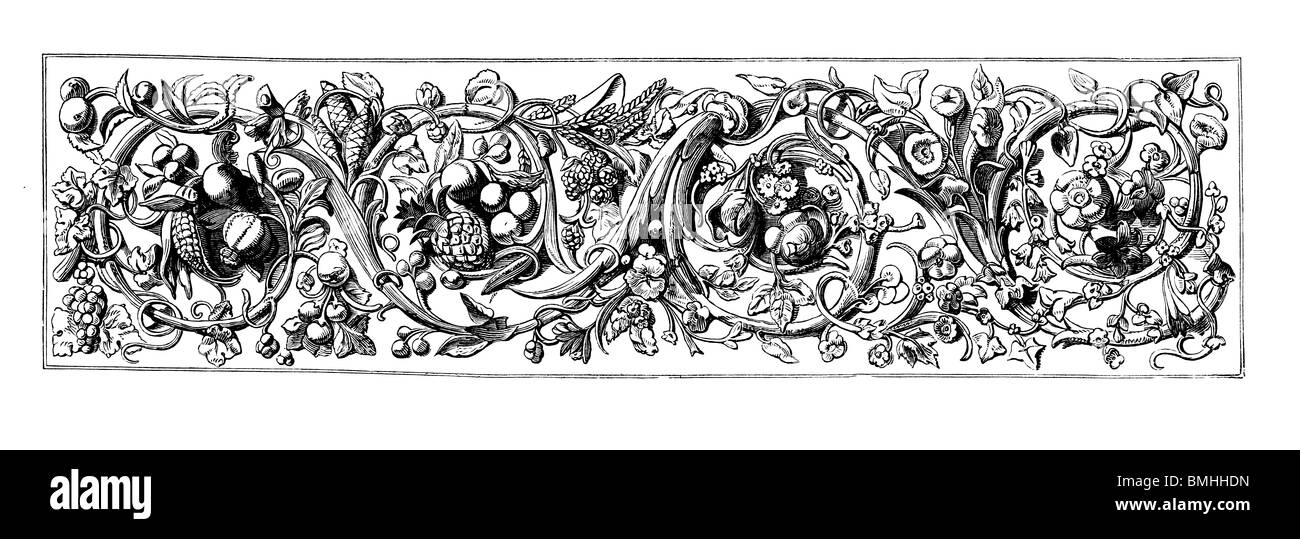 Gravure noir et blanc coupé isolé sur blanc. Illustration d'un élément d'art expose à la grande exposition de Londres 1851. Banque D'Images