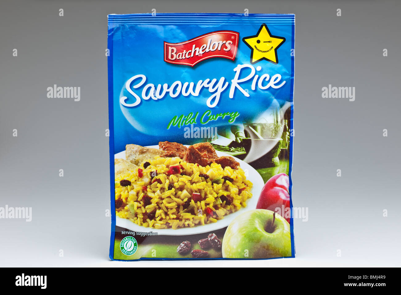 Sachet de riz salé Batchelors saveur curry doux Banque D'Images