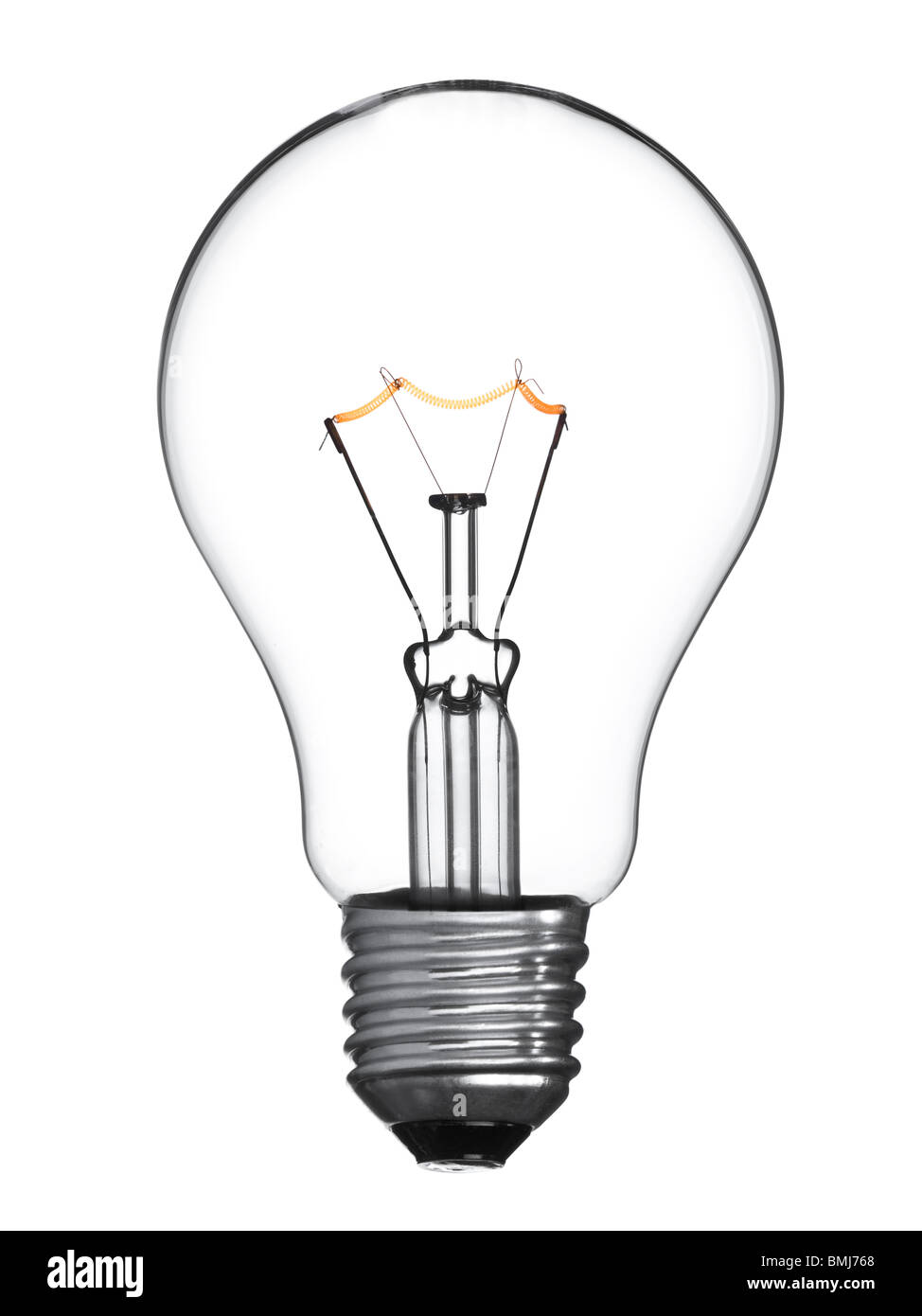 Une ampoule tungstène isolé sous tension. Banque D'Images