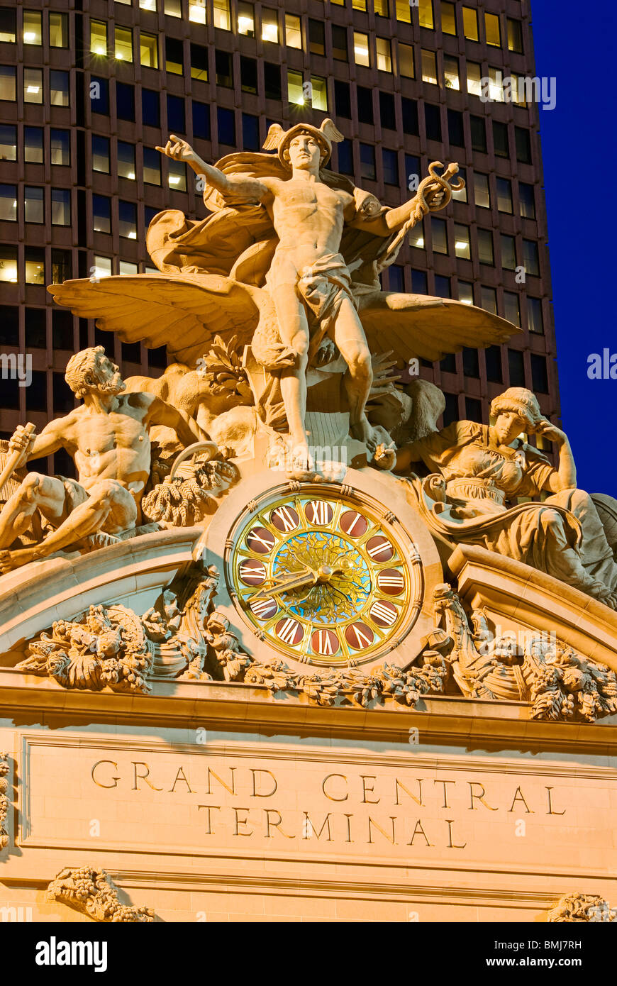 Beaux Arts statue de Mercure, Grand Central Terminal, New York City. Banque D'Images
