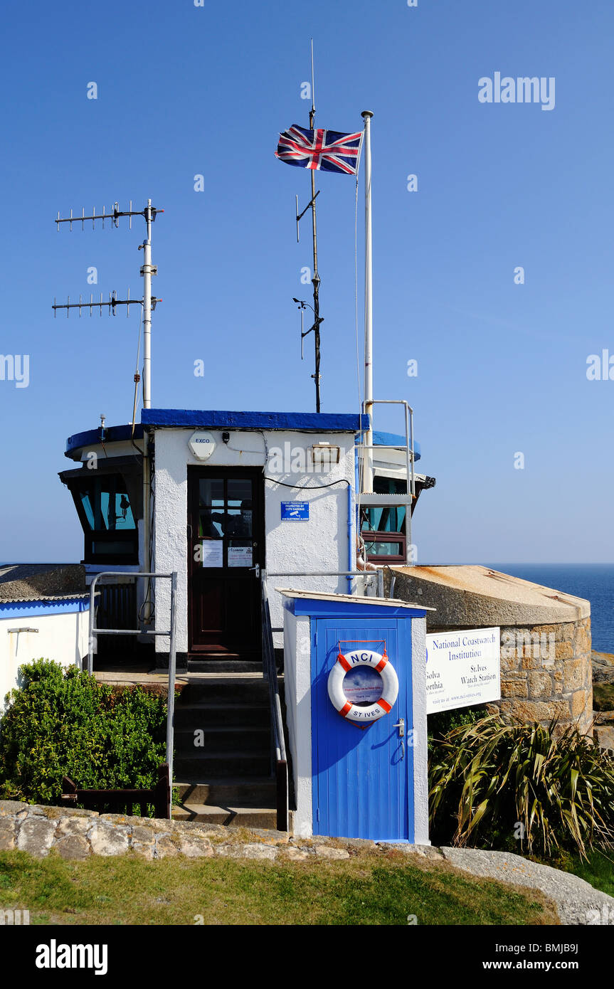 Le poste de guet de l'institut national de garde-côtes européen à st.ives à Cornwall, uk Banque D'Images