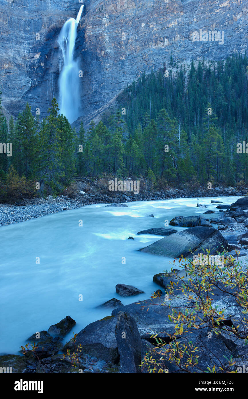 Les chutes Takakkaw et la rivière Yoho, Yoho National Park, British Columbia, Canada Banque D'Images