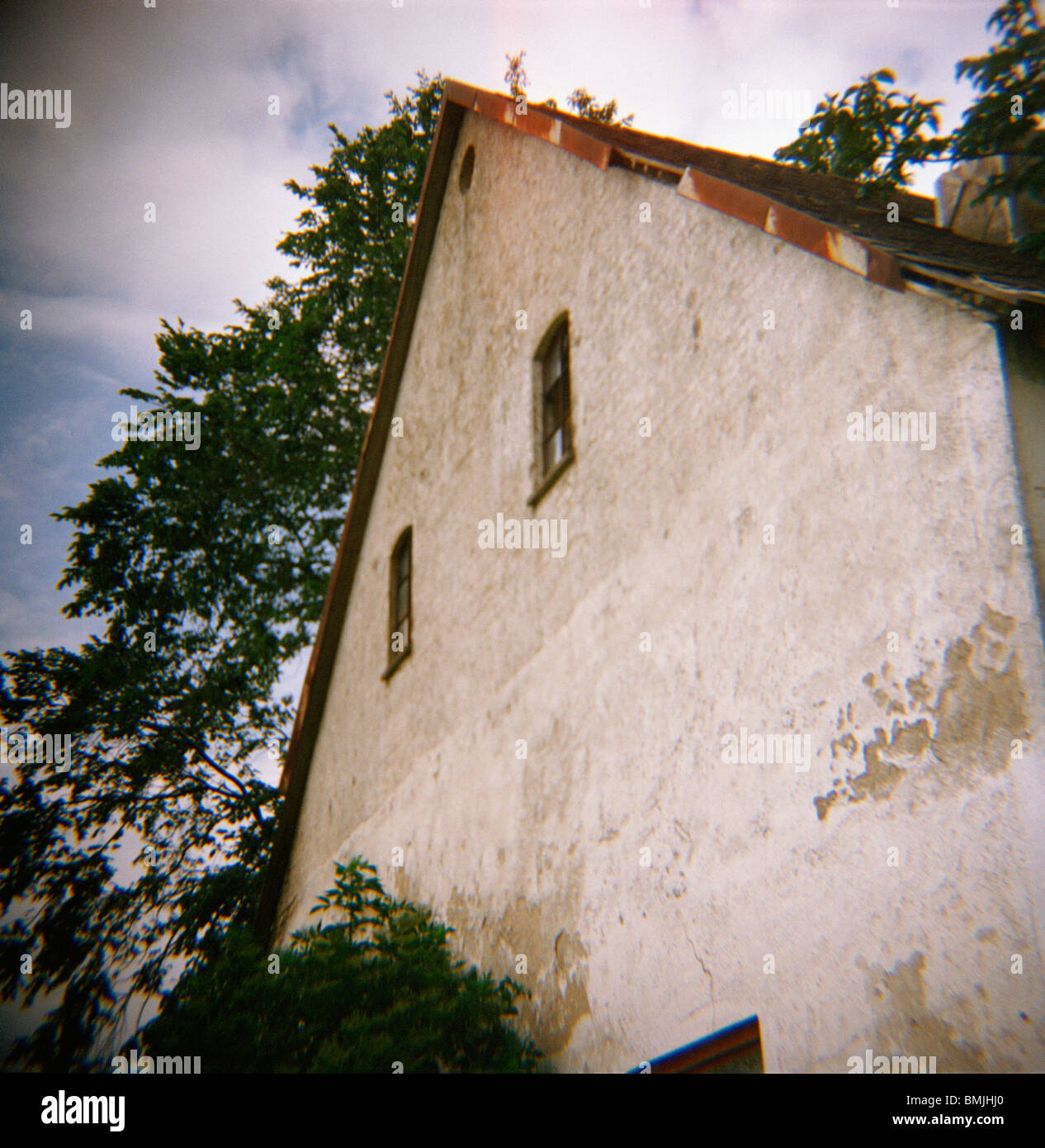 Une vieille maison en pierre, en Suède. Banque D'Images