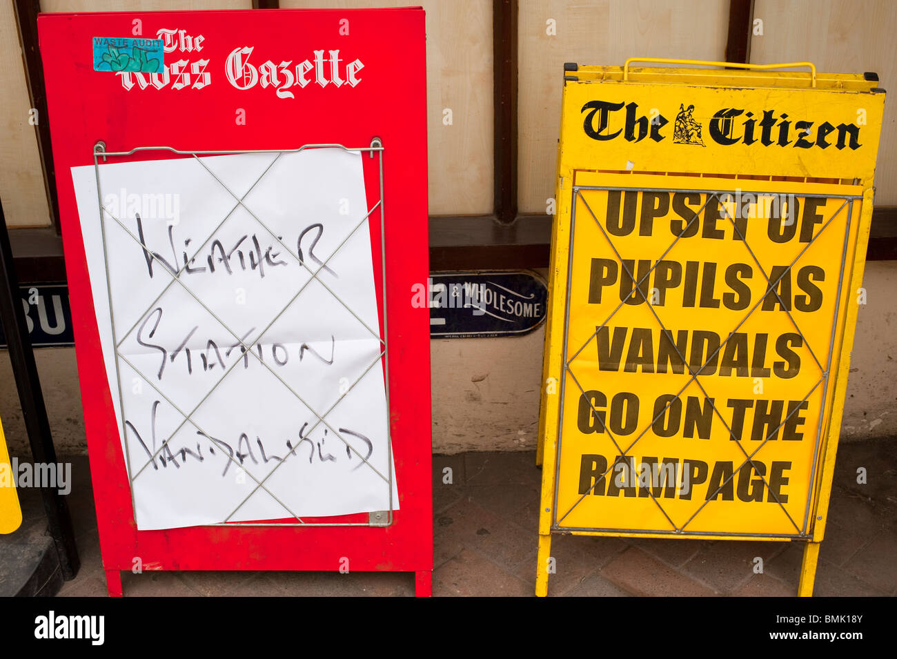 Gros titre de journal est Ross-On-Wye Banque D'Images