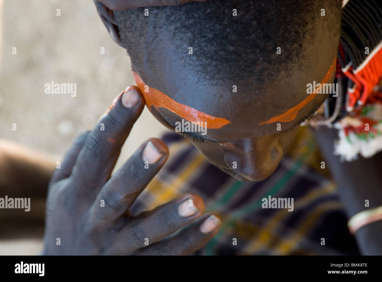 Ethiopie : bassin de la rivière Omo inférieur, près de Turmi et Dilabino-jumping bull Hamar, cérémonie, Banque D'Images