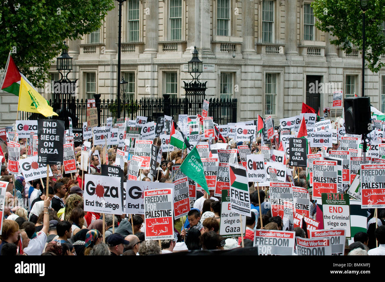 Free Gaza manifestation à Whitehall en dehors de Downing Street, Juin 2010 Banque D'Images