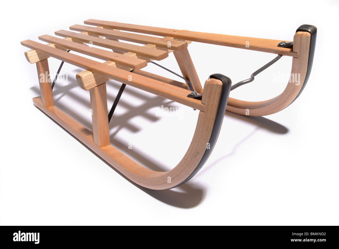 Une luge ou un traîneau sur un fond blanc Banque D'Images