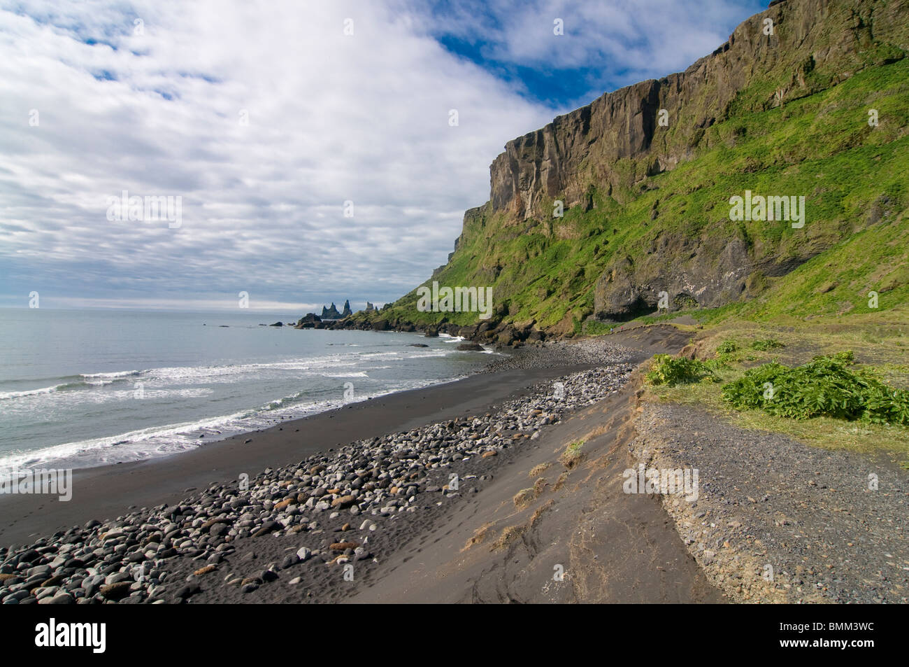 Paysage côtier près de Vik, Islande Banque D'Images