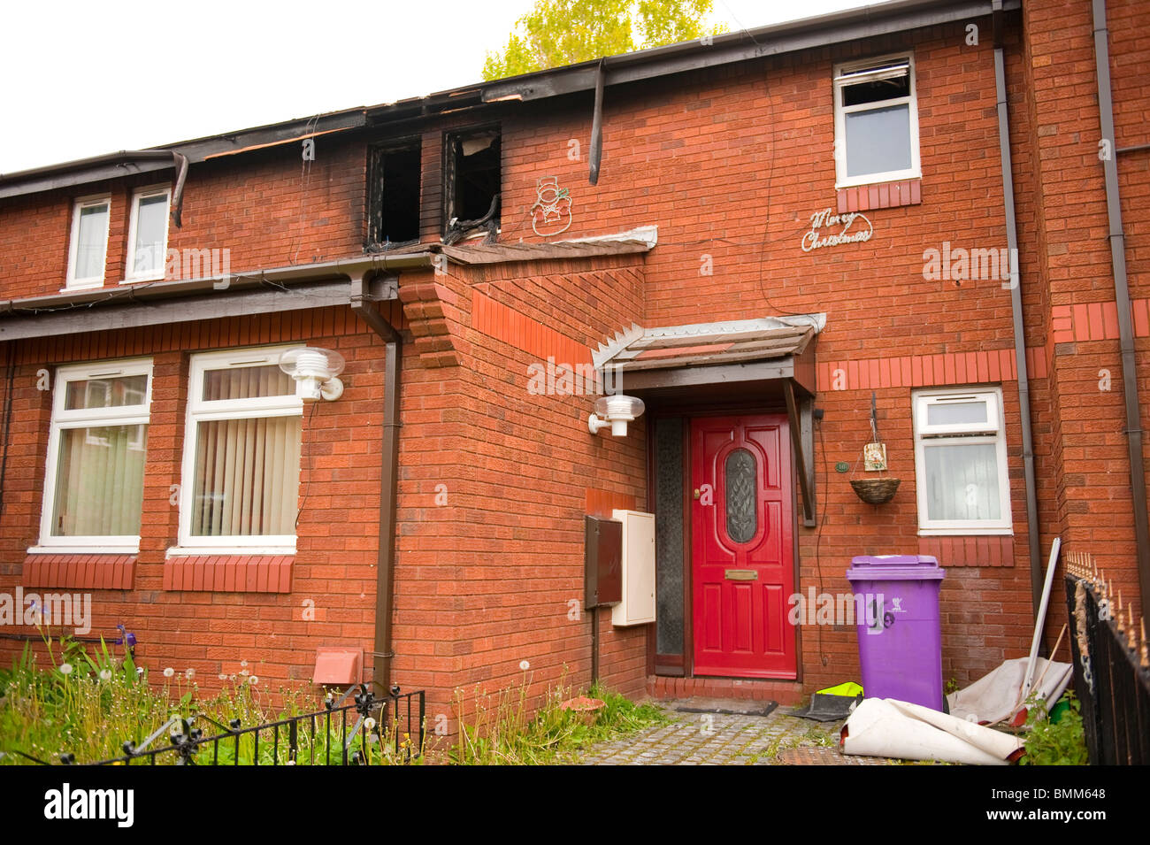 Burnt Out bedroom house fire Banque D'Images