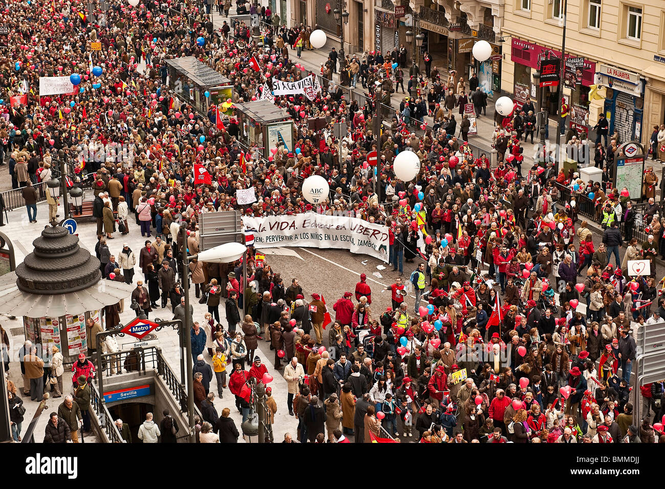 'Marche pour la Vie' manifestation contre les lois sur l'avortement espagnol actuel, le 7 mars, Madrid, Espagne. Banque D'Images