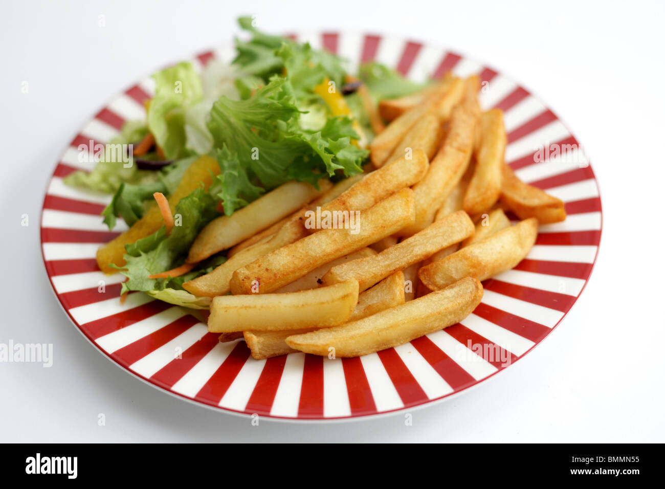 Salade et frites Banque D'Images