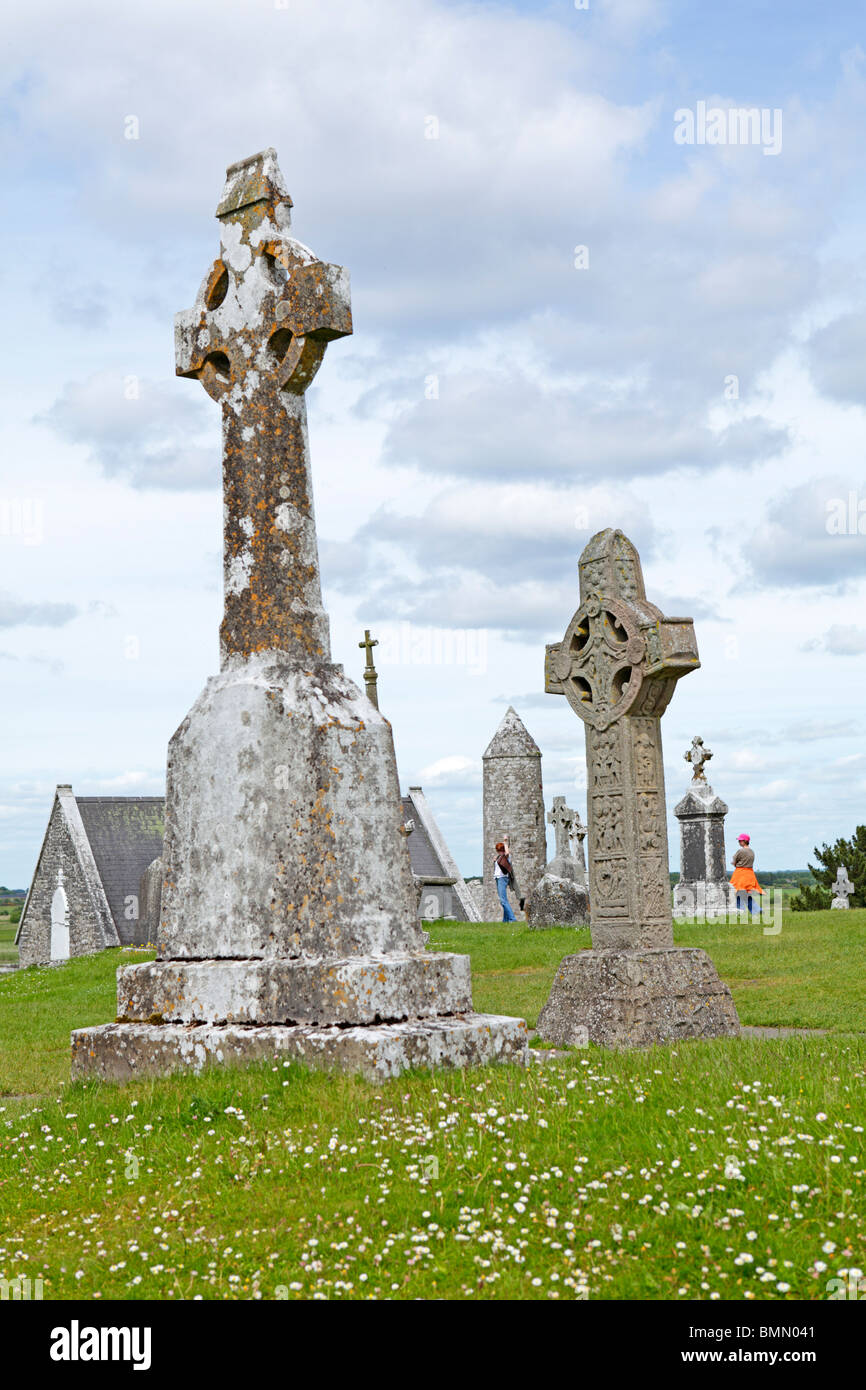 Clonmacnoice Co., monastère d'Offaly, République d'Irlande Banque D'Images