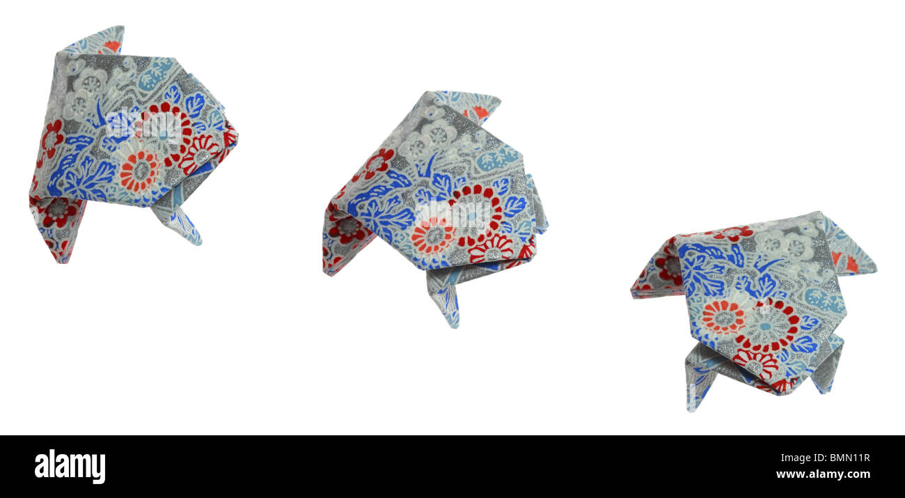 Série d'une grenouille origami coloré. Banque D'Images