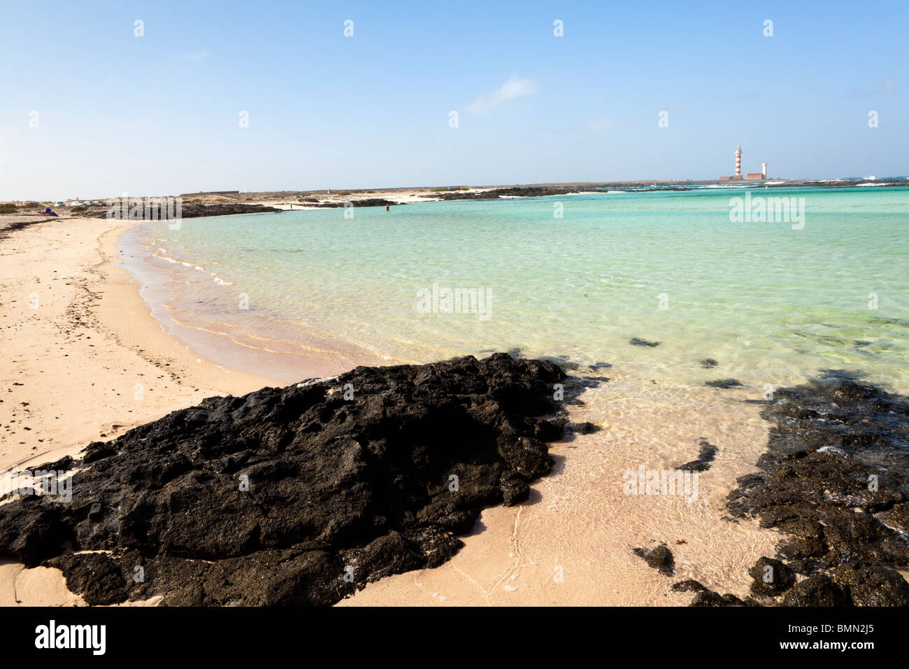 Playa de El Cotillo beach, un lagon de baignade naturel, à El Cotillo sur l'île canarienne de Fuerteventura Banque D'Images