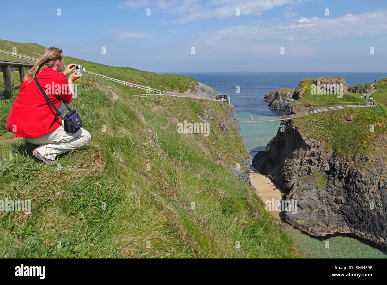 Carrick-a-rede, Ballintoy, comté d'Antrim, en Irlande du Nord Banque D'Images