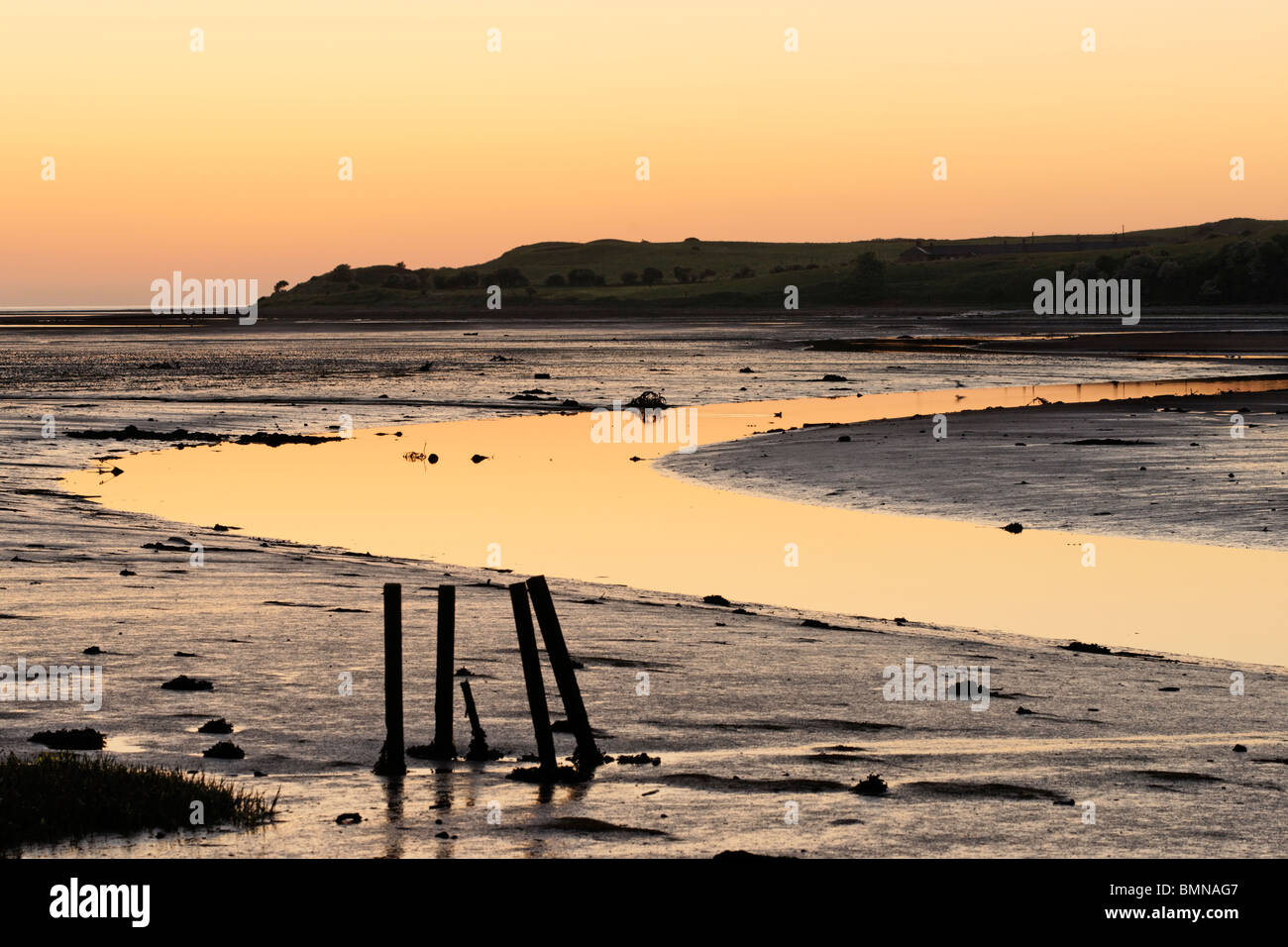 Budle Bay à Warren Mill, Northumberland, England, UK. Une partie de la réserve naturelle nationale de Lindisfarne Banque D'Images