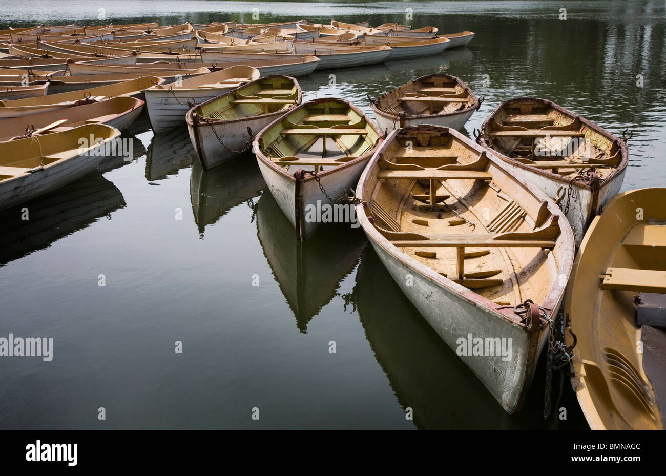 Bateaux dans le Bois de Boulogne, Paris Banque D'Images