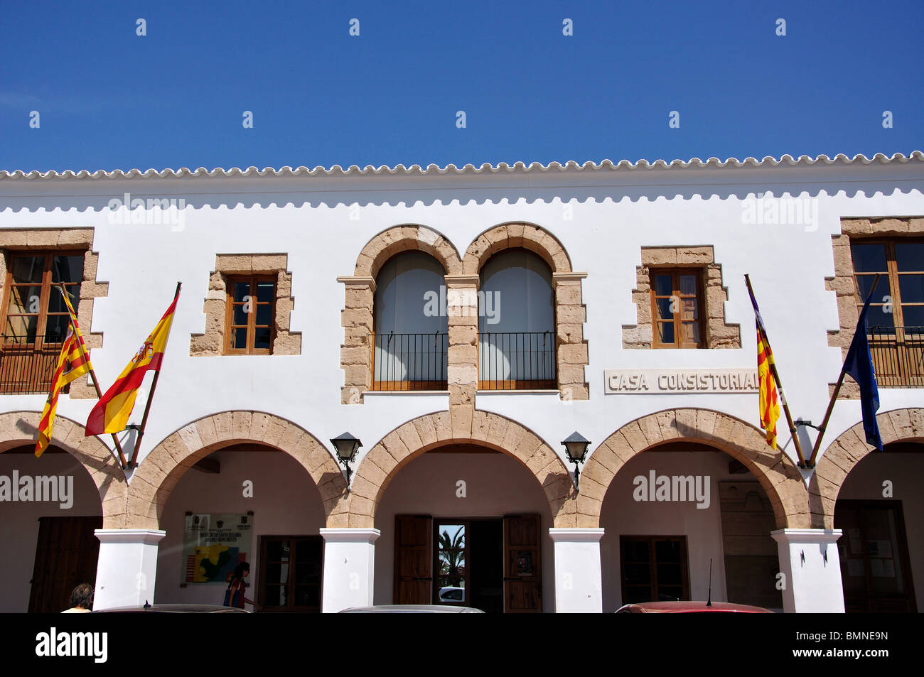 Ajuntament, Plaça d'Espanya, Santa Eularia des Riu, Ibiza, Baléares, Espagne Banque D'Images